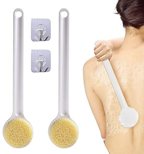 TSHAOUN 2 Pezzi Spazzola Da Doccia Bagno a Manico Lungo, esfoliante per il corpo per bagno e doccia con manico lungo, Bath spazzola per uomini e donne