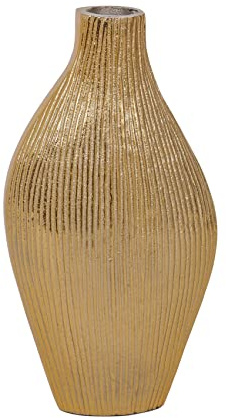 Gold Metal Flower Vase – 9 Tall Decorative Vase for Tabletop & Countertop, Modern Home & Office Centerpiece, Elegant Floral Arrangement Holder