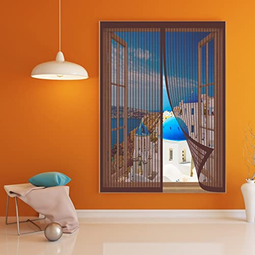 Insektenschutz Mückengitter 60 x 120 cm Fliegengitter Für Fenster In Verschiedenen Größen Auswählbar Magnet Fliegengitter Für Alle Universalfenster, Braun