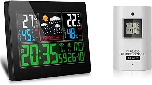CAFFIA Estación meteorológica inalámbrica for interiores y exteriores con múltiples sensores, reloj atómico digital, termómetro meteorológico, monitor de temperatura y humedad, estaciones meteorológic