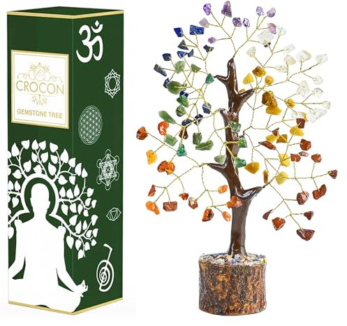 7 Chakra Crystal Tree of Life Healing Crystals and stones Tree for Home Decor, Room Decor ? Birthday Gifts for Women & Men Sister Mum House Warming Gifts Positive Energy Bonsai Good luck Present