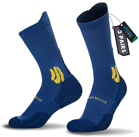 BRISIRA 3 Paar Bambus Kompressionssocken Herren&Damen,Kompressionsstrümpfe mit Fersenpolster, Anti-Blasen-Socken,Laufsocken,Wandersocken mit Belüftungsnetz und Fußgewölbeunterstützung, Größe 35-51