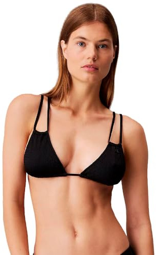 Calvin Klein Mujer Top de Bikini Triangular Mujer con Relleno extraíble, Negro (Pvh Black), S