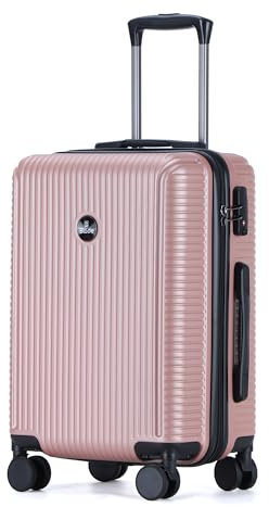 Blade Hartschalen Koffer Mittelgroß - Trolley Leichter Reisekoffer Handgepäck aus ABS mit TSA Schloss - 4 Spinnräder Koffer - Rollkoffer (Rosel Gold-L)