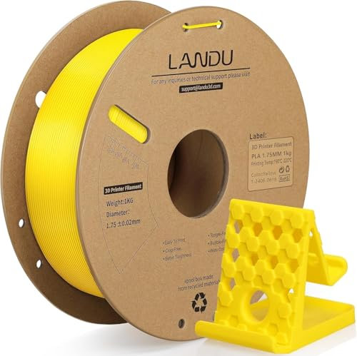 LANDU PLA Filament 1.75mm 1KG 3D Drucker Filament 3D Druckmaterialien PLA Maßgenauigkeit +/-0.02mm Sauber Gewickelt für die meisten 3D Drucker Gelb