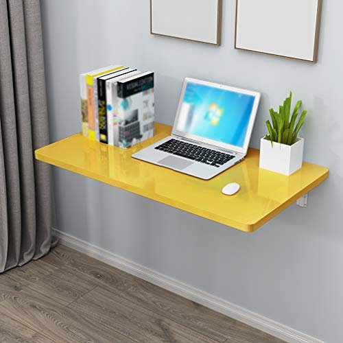 FGDIUCVN An der Wand montierter schwimmender Klapptisch, Computertisch, robuste Werkbank, Nähtisch, Küchen-Esstisch, Stehtische, Kinderschreibtisch, 5 Farben, 14 Größen (gelb, 100 x 40 cm)