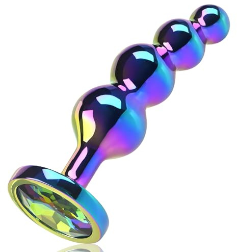 Roluck Analplug Anfänger Frau Klein Metall Butt Plug Anal Trainer Luxus Bunte Juwel Anal Sexspielzeug für Frauen Männer Paare (L)