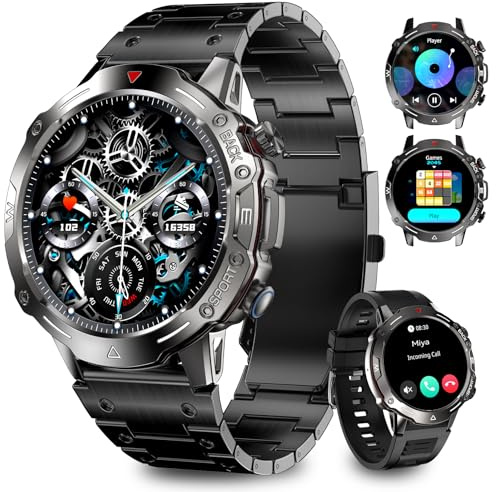 Homailida Smartwatch Män med Telefonfunktion, Fitness Tracker 1,39 HD Pekskärm, Smartklocka med Sömnmonitor Pulsmätare 100+ Sportlägen Sportklocka Fitnessklocka Armbandsur för Android IOS