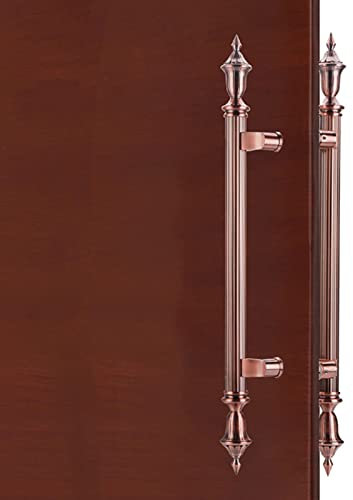 GLJTUO Türgriffe Im Vintage-Stil Rücken An Rücken, Haltegriff Aus Edelstahl Für Eingangstore/Banktüren, Push-Pull-Türgriff-Hardware-Sets Mit Montagezubehör,Copper，red-60cm/23 5/8