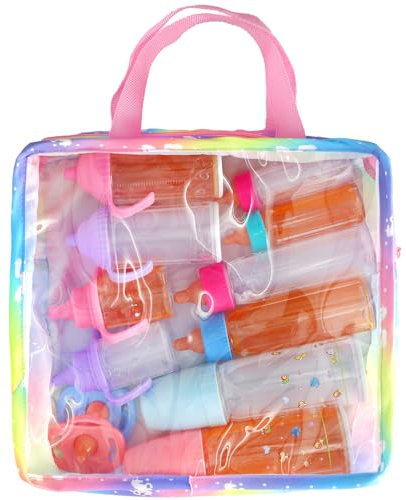 Gerbala Puppenzubehör Spielzeug, Baby Puppe Zubehör, -Babypuppe Fütterung und Pflege Set, Puppenkleidung Babypuppe Fütterungsset mit Magische Flasche Schnuller für Mädchen 3 4 5 6 Jahre