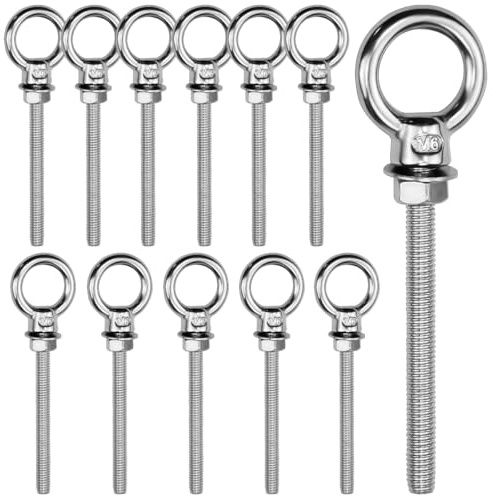 EUIEUT 12 pernos de ojo Golfari M6 x 60 mm de acero inoxidable 304, resistentes y anticorrosión, ganchos de tornillo multiusos, ideales para fijaciones seguras y duraderas