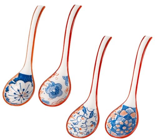Garneck Robusti Cucchiai Da Zuppa in Ceramica Set Di 4 Cucchiai Da Cena Con Manici Corti Per Servire La Zuppa