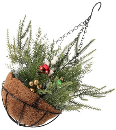 BESPORTBLE Green Plant Wall Hanging Decorative Baskets Artificial Pine Branches Pot Hanging Chain Christmas Balls Garland Fake Desktop Christmas Outdoor Decor Plastic