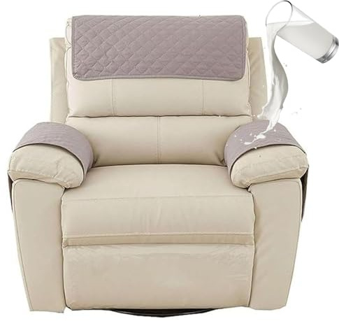 NEKOSUKI Sofa Armrest Cover, Headrest Cover for Recliner Chair Arm Cover with Pockets, Nonslip Waterproof Furniture Protector Pet Dog Couch Covers for Leather Sofa Couch (Light Gray, 1 Seater (3PCS))