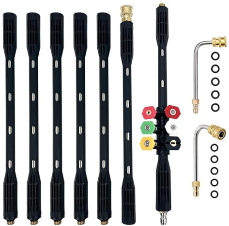 Nicear Kit de 9 rallonges de nettoyeur haute pression, buse de rechange pour nettoyeur haute pression 4 000 psi, adaptée au lavage des vitres de toit