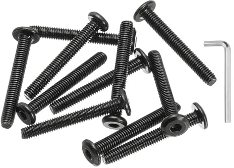 PATIKIL 10 Stück Innensechskant Flachkopfschrauben M6 x 45mm, Edelstahl Flachkopf Innensechskant Schrauben Set mit Sechskantschlüssel, Vollgewinde Maschinenschrauben Schwarz für Reparatur