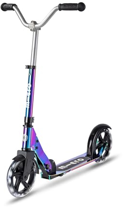 micro™ Cruiser LED | Das ORIGINAL | Kinderroller ab 5 Jahren | Höhenverstellbar & klappbar | Inklusive LED Rollen | stylischer V-Lenker und große Räder | Tretroller für Jungen und Mädchen