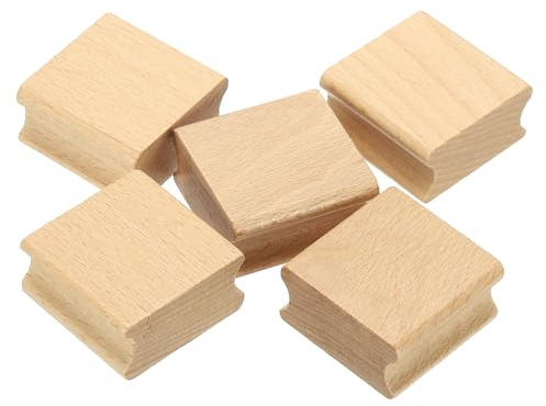 PATIKIL Supporti Per Timbri In Legno 40x40mm Vuoti, 5Pezzi Manici Per Timbri In Gomma blocco In Legno Duro Per Creare DIY Artigianato, Marrone
