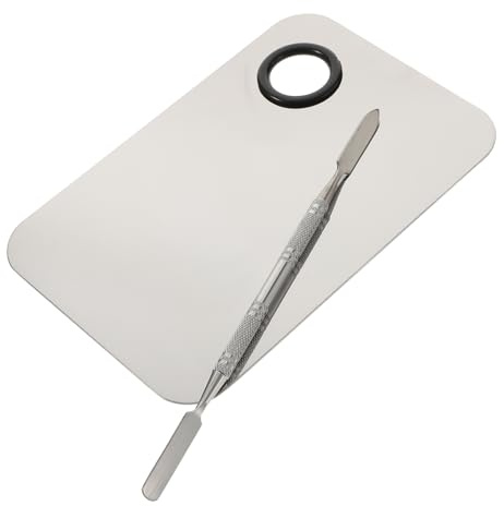 CTIRCHIU Makeup Mixing Palette and Spatula Tool for Foundation and Blush Mixing, Silver Cosmetic Plate Designed for Easy Makeup Application