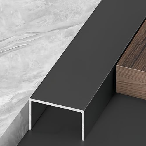 Coayuou Kantenschutz U Profil Aluminium 100cm*3 Stück Bodenabschlussleiste Rostfrei & Zuschneidbar Abschlusskante Für Treppen, Böden & Wandverkleidungen(Schwarz,25mm)