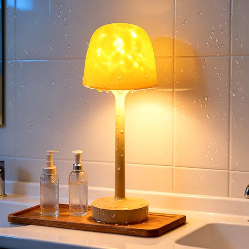 Lumoza Shower Lamp - Waterproof Bathroom Lamp with 16 Color Ocean Wave Projector, Rechargeable Shower Light with Touch & Remote Control, 2-in-1 Cordless Light for Inside Shower/Bathtub
