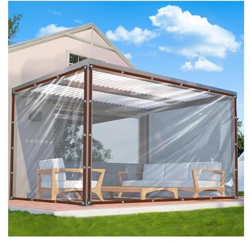 ZHZHXR Plane Transparent wasserdichte Abdeckplane Abdeckplane Transparent Nach Maß für Terrasse, Pergola, Veranda, Pavillons, Trennvorhang (2x3m/6.56x9.84ft)