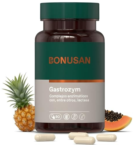 Bonusan Gastrozym 90 Cápsulas Vegetales - Enzimas Digestivas - Complejo Enzimático con Alfa-galactosidasa, Amilasa, Lactasa y Proteasa - Para Salud Digestiva