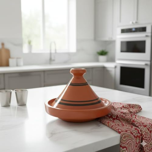 Tajine Pentola Terracotta Piatto Etnico Dipinta a Mano Tradizionale Marocchina Tunisina M 22cm 1811251111 E-Book Omaggio