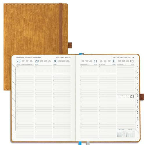 IN-LUXPRO Kalender 2026 2027 Wochenplaner Vertikal PU-Hartschale