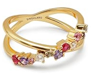 SINGULARU - Anello Estellar Cross. Ottone con Placcatura in oro 18 kt e Zirconia. Gioielli da donna. Taglia 10-18.