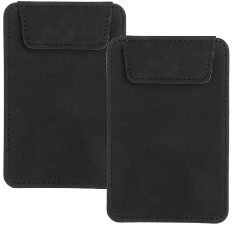 QUARKZMAN 2er Pack Mini Klemmbrett 5 x 3 Leder Klein Schwarz | Mit Stifthalter, Mini Größe Magnetisches Schreibklembrett, Für Geschäft Büro Restaurant Und Hotel