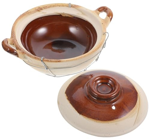 Toyvian Cocotte en Argile 0,5l avec Poignée Unique, Marmite Ménagère Résistante la Chaleur, Casserole pour Cuisson au Feu ou Plaque de Cuisson, Ustensile Cuisine en Style Style Aléatoire