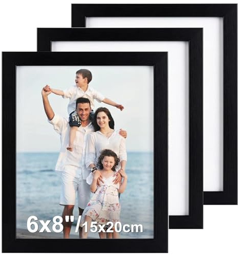 Eulihent 3 Stück Bilderrahmen 15x20 cm Schwarz Fotorahmen Collage Set Holz Bilder Rahmen Holzrahmen mit Passepartout Holzbilderrahmen Wand- oder Tischaufsteller für Wohnzimmer Schlafzimmer Büros