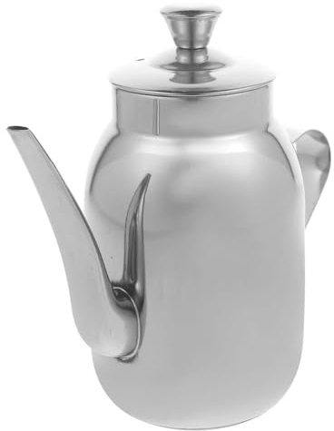 BESTonZON Stainless Steel Cooking Oil Dispenser with Removable Strainer 420ml Metal Oil Jug for Kitchen Grease Storage and Sauce Bottle