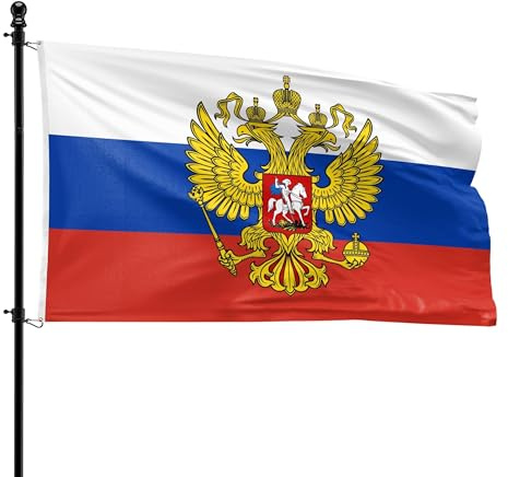 VlagDirect - Bandera rusa con escudo de armas - Bandera de Rusia con escudo de armas - 90 x 150 cm.