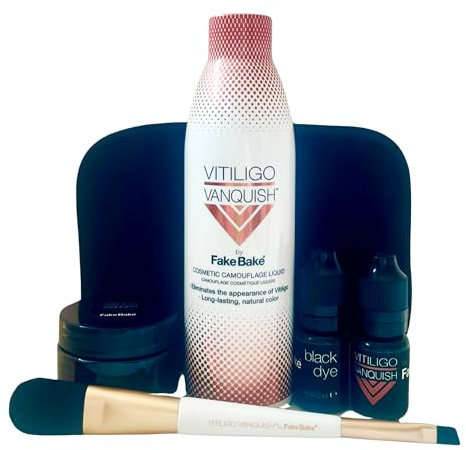 Vitiligo Vanquish Cosmetic Camouflage Kit by Fake Bake Liquid Concealer, Long Lasting Natural Color Customization Eliminates Appearance of Skin Depigmentation For Women & Men - Cover Lasts For Days