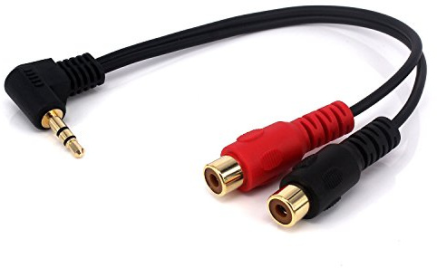 Yeworth 0.6FT 20cm 90 Degree Right-Angled 3.5mm (Mini) 1/8 TRS Stereo Male to Dual Female RCA Jack Adapter Cable