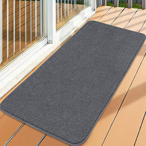 MAYSHINE Non-Slip Door Mat - Entrance Rug Shoes Scraper, Absorbs Mud Dirt Trapper Mats, Indoor/Outdoor, Machine Washable - 90x150 cm Grey
