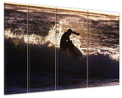 Bilderdepot24 Bild auf Leinwand | Surfing I in 180x120 cm 4 tlg. als Wandbild XXL | Wand-deko Dekoration Wohnung modern Bilder | 211041