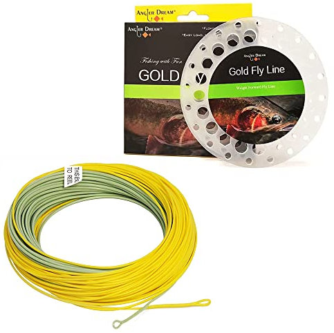 ANGLER DREAM Gold-Fliegenschnur, 2,5 m, Gewicht nach vorne, schwimmende 3 WT Fliegenfischschnur.