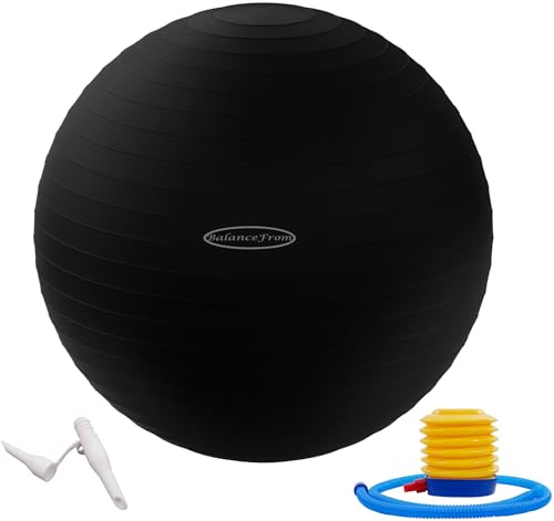 Fitvids Pelota de Ejercicio Antideslizante y antiexplosiones, Pelota de Yoga, Pelota de Fitness, Pelota de Parto con Bomba rápida, Capacidad de 2 Libras, Negro, 19-22 Pulgadas, M