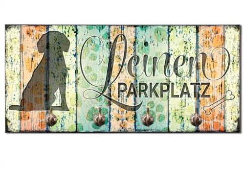 Cadouri Design-Hundegarderobe » Leinen Parkplatz « mit Hunde-Silhouette (Beagle) Wandhaken Hund┊Wandgarderobe, Leinenhalter, Hakenleiste