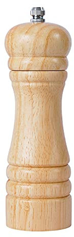 DeroTeno Molinillo de Pimienta. Molinillo de cerámica duro y ajustable. Madera de caucho, Altura de 16,5 cm