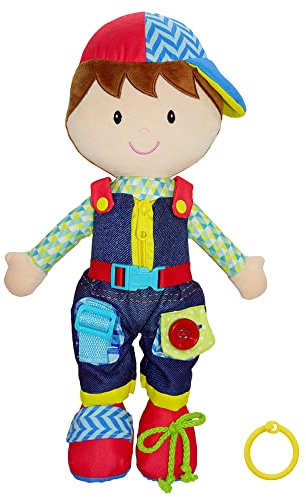 June Garden 15.5 Dressy Friends Lucas - Educational Stuffed Plush Doll for Kids and Toddlers 2 Years and Up - Montessori Buckle Soft Toy