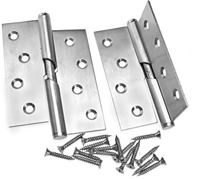 1 Pair 4/100mm Stainless Steel Rising Butt Handed Lift Off Door Hinge (Left)