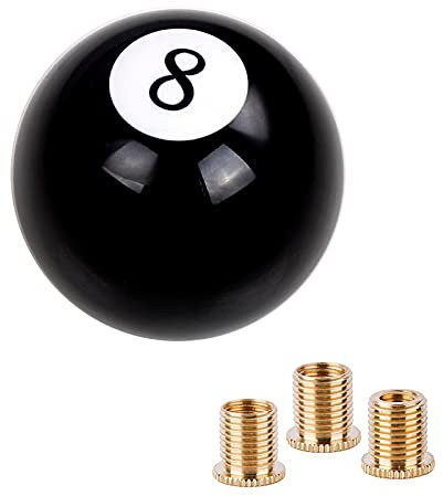 muge racing Car Gear Shift Knob, Black 8 Ball Billiard Acrylic Gear Lever Shift Knob with 3 Adapters Universal for Most Vehicles