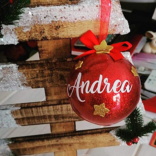 PALLINA DI NATALE PERSONALIZZATA CON NOME A SCELTA DECORAZIONE NATALIZIA PALLA DA 10 CM SFERA IDEA REGALO ORIGINALE
