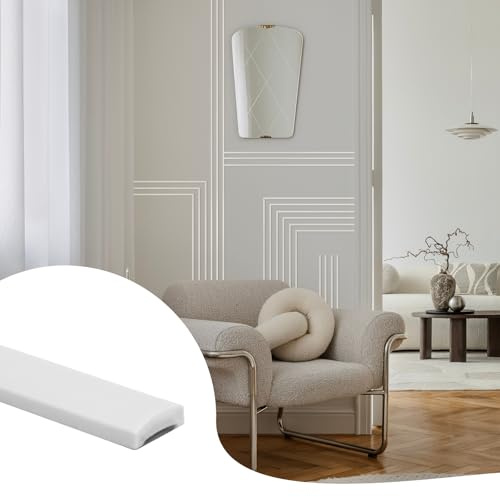 JSIWOTH 8M Moulure Auto-adhésives, Blanc PVC PVC Flexible Étanche, Baguette de Finition Auto-adhésive pour Mur, Carrelage, Fenêtres, Portes, Miroirs, Dosseret & Meubles(LARG.:1CM, ÉP.:0,25CM)