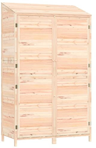 Gartenschrank aus Holz mit Tür & Schrägdach, Gartenhaus Gerätehaus Geräteschuppen Geräteschrank Werkzeugschrank Outdoor-Schrank Gartenbox für den außenbereich, 102x52x174,5 cm