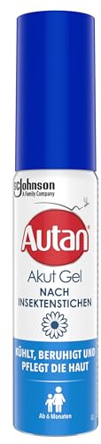 Autan Akut Gel für Mückenstich, zum Auftragen auf Körper und Gesicht nach Insektenstichen, mit Kamille und Aloe Vera, 12er Pack (12 x 25 ml)